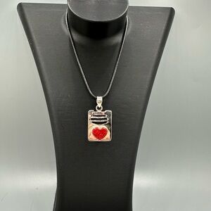 ❤️ Red Balloon Opal Sterling Silver 925 Heart Pendant Handmade Valentines Day 💌